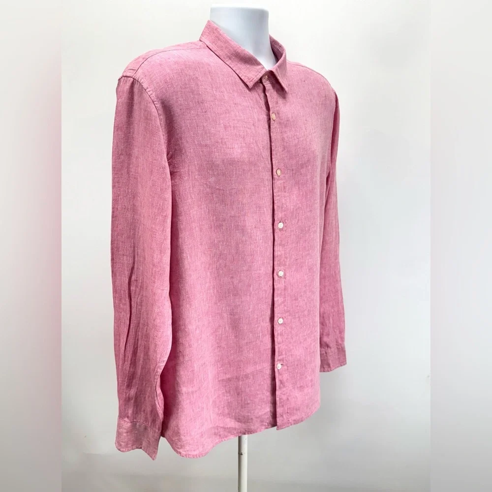 BANANA REPUBLIC Men's pink 100% Linen Slim Fit Button Down Shirt size XL - Picture 8 of 13